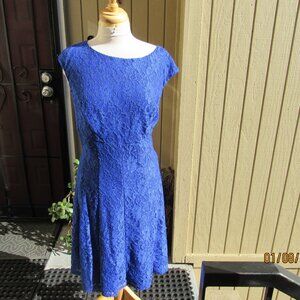 #777  NEW WOMAN'S BLUE LACE DRESS BY RALPH LAUREN  (SIZE 16)